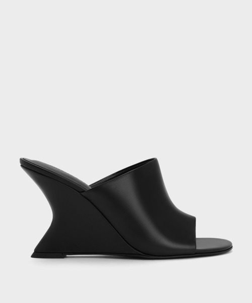 CHARLES & KEITH ワイドストラップ　スカルプチュアヒールウエッジ CHARLES ＆ KEITH（チャールズ&キース） サンダル ミュール ワイド