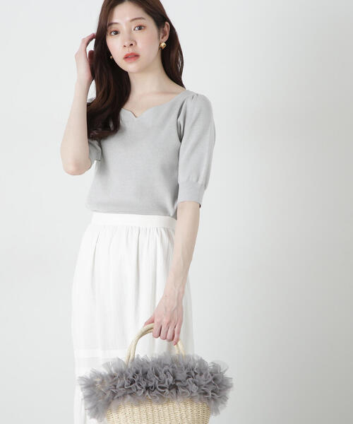 ニット セーター ハートネック５分袖総針ニット / 1215170303 レディース PROPORTION BODY DRESSING ニット セーター ハートネック5分袖