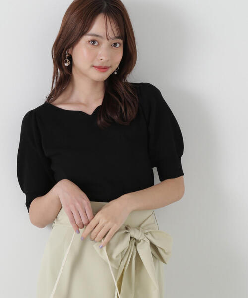 pleats ブラウン五分袖ニット 5分袖ニットソー - SOÉJU online store｜上質な大人の女性のため