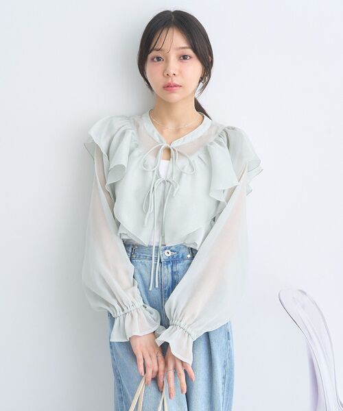 ブラウス シャツ ラッフルボレロ レディース JEANASIS（ジーナシス）の「ラッフルショートボレロブラウス