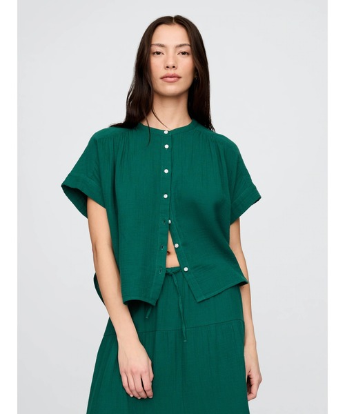 GAP ブラウス シャツ クリンクルガーゼ ドルマンシャツ