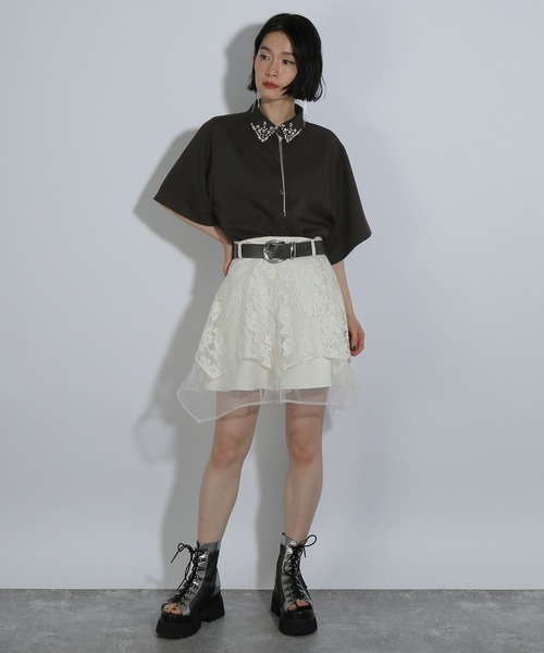 HARE ブラウス シャツ エリビジューシャツ(HARE) レディース