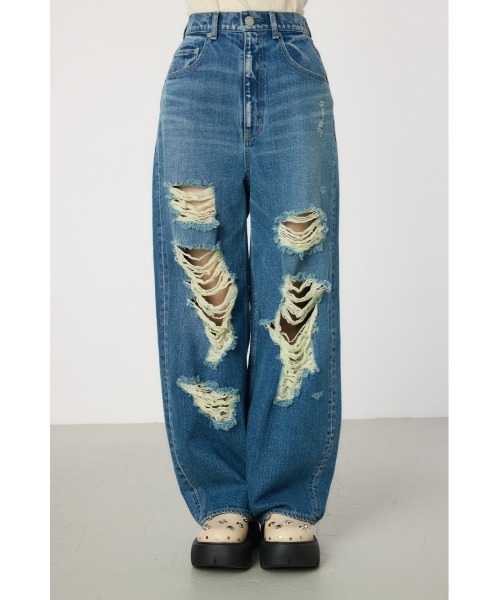 RODEO CROWNS ダークブルーデニム ワイド サルエルデニム RODEO CROWNS WIDE BOWL サルエル デニムパンツ L/BLU1