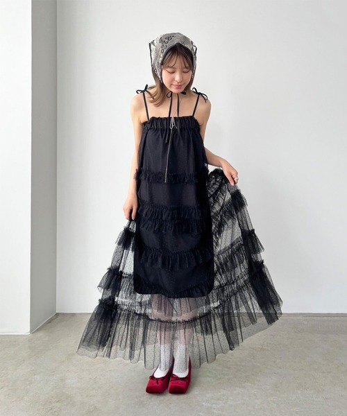 Jewelobe（ジュエローブ） ワンピース ドットチュールフリルボリューム