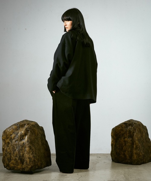 Dulcamara ドゥルカマラ チェスター ガウン ラボコート 1 黒 Dulcamara（ドゥルカマラ） コート ジャケット メルトンBigハーフ