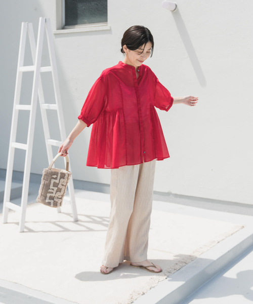 URBAN RESEARCH DOORS ブラウス シャツ 「UR TECH」ボイルサイド
