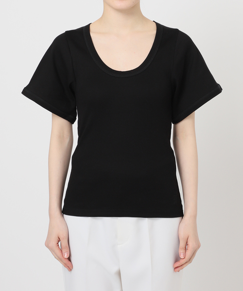 黒のUネック半袖カットソー綿98% サイズ34 BY MALENE BIRGER 黒のUネック半袖カットソー綿98% サイズ34 BY MALENE BIRGER