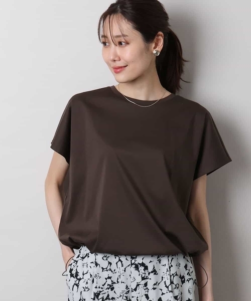 tシャツ 裾ドロストデザインカットソー/接触冷感/洗える レディース