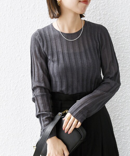 【最終値下げ　新品未使用】Another Office☆ニット☆01☆チャコール スウェットライクバイカラーコクーンニットプルオーバー Emma Taylor