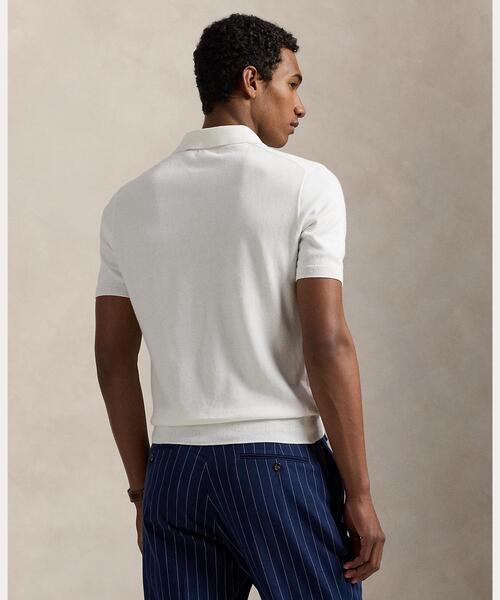 Polo Ralph Lauren ホワイト半袖セーター POLO RALPH LAUREN セーター ニット コットン ポロカラー メンズ