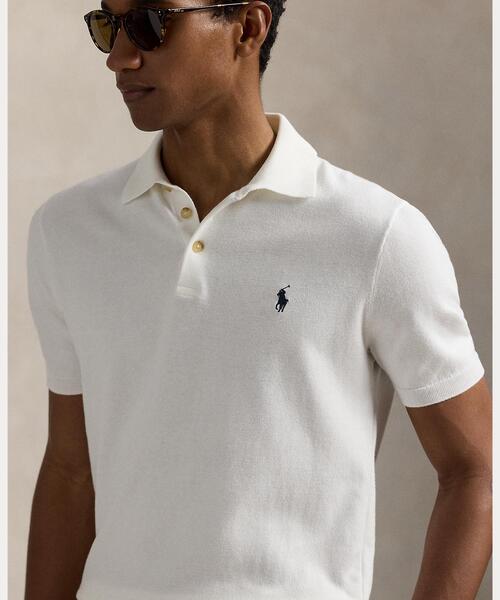 新品PoloRalph Lauren コットン ポロカラー セーターポロシャツL POLO RALPH LAUREN セーター ニット コットン ポロカラー メンズ