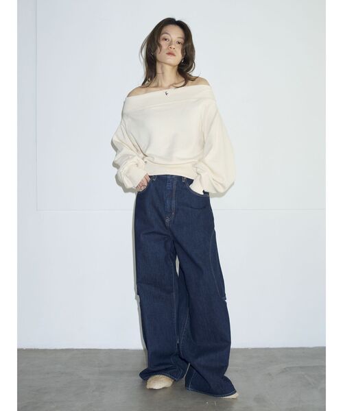ジーンズ デニム デニムパンツ 「Htage」サイドカットデザインルーズ