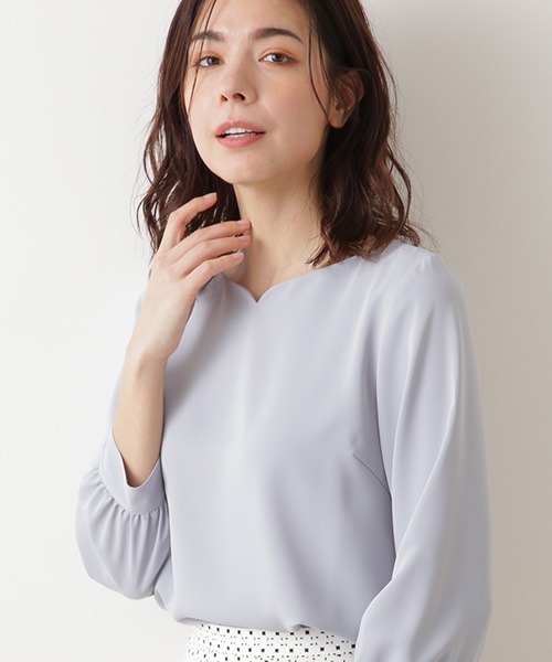 「NATURAL BEAUTY BASIC」 7分袖ブラウス MEDIUM ブルー レディース