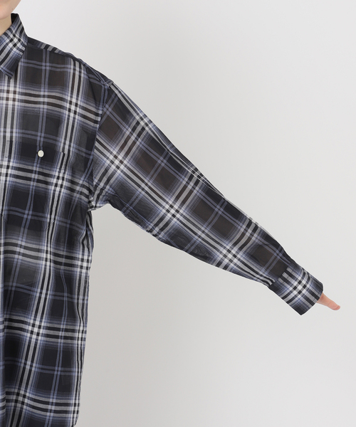 美品 Spick&amp;Span スピック＆スパン コットンボイル 2024SS シャツ F コットン100％ 長袖 サイドタック 両胸ポケット チェック レディース AK44A2 美品 Spick&Span スピック＆スパン コットンボイル 2024SS