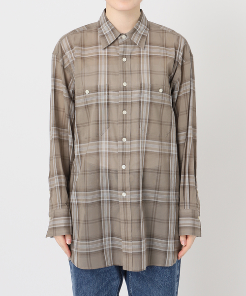 Spick & Span コットンボイルチェックルーズシャツ ベージュ系 Spick & Span コットンボイルチェックルーズシャツ ベージュ系