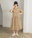 ワンピース ランタン スリーブ ギャザー ワンピースの詳細画像1