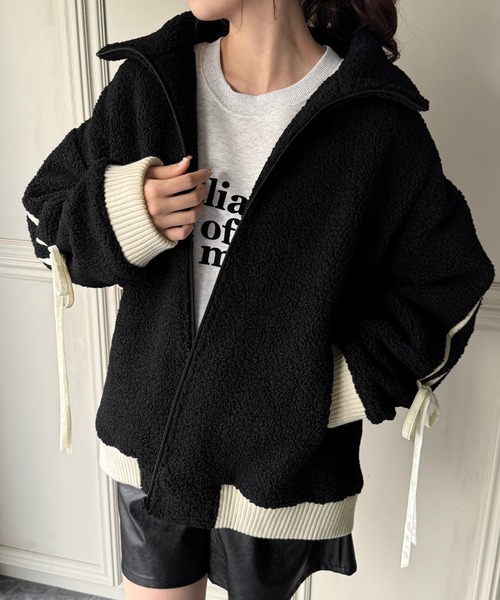 「JUNOAH」 ジップアップブルゾン X-LARGE モカ レディース_画像2