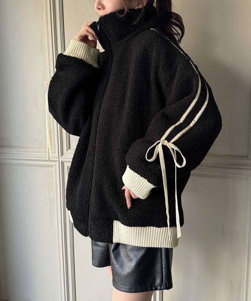 「JUNOAH」 ジップアップブルゾン X-LARGE モカ レディース_画像4