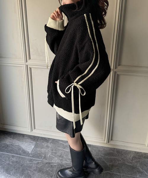 「JUNOAH」 ジップアップブルゾン X-LARGE モカ レディース_画像6