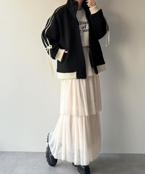 「JUNOAH」 ジップアップブルゾン X-LARGE モカ レディース_画像7