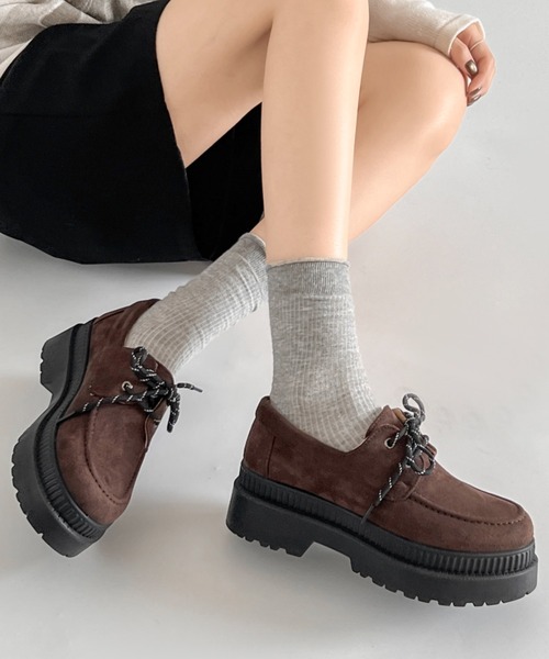 Shoes in Closet（シュークロ） ローファー 軽量厚底 2段ソール サテン