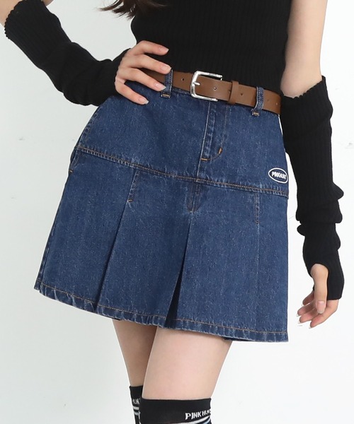 PINKHUNT（ピンクハント） スカート ベルト付き切替プリーツスカート