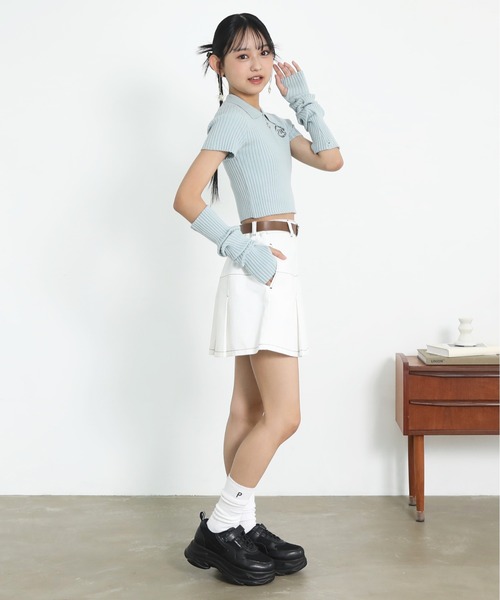 PINKHUNT（ピンクハント） スカート ベルト付き切替プリーツスカート