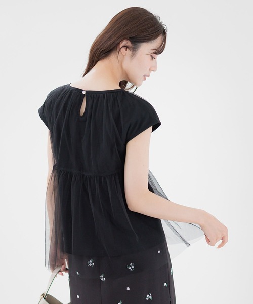 tシャツ チュールレイヤードノースリーブ582341 レディース Andemiu tシャツ チュールレイヤードノースリーブ582341
