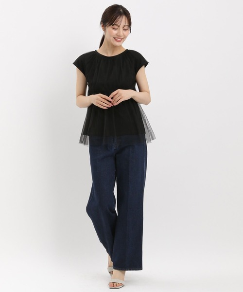 tシャツ チュールレイヤードノースリーブ582341 レディース Andemiu tシャツ チュールレイヤードノースリーブ582341