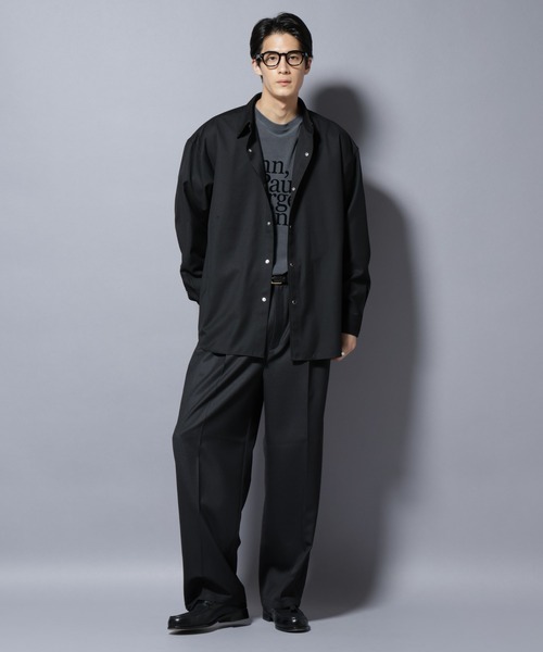 NANO universe シャツ トリプルステッチ パールドットオーバーシャツ