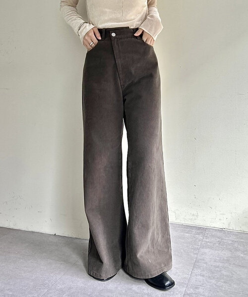 「mystic」 加工ブーツカットデニムパンツ 1 ネイビー レディース