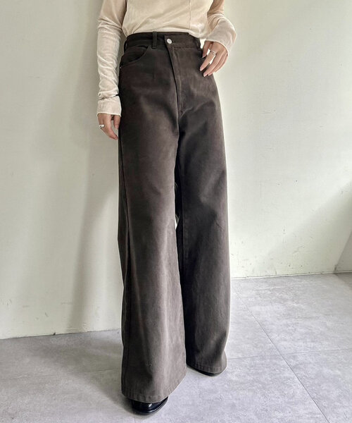 「mystic」 加工ブーツカットデニムパンツ 1 ネイビー レディース