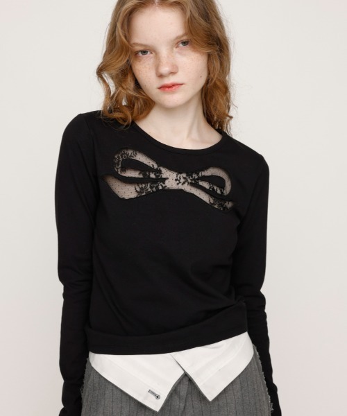 SLY tシャツ 「2025AW」RIBBON LACE TOPS リボン レース