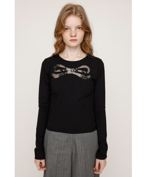 SLY（スライ） tシャツ RIBBON LACE TOPS リボン レース トップス 秋服