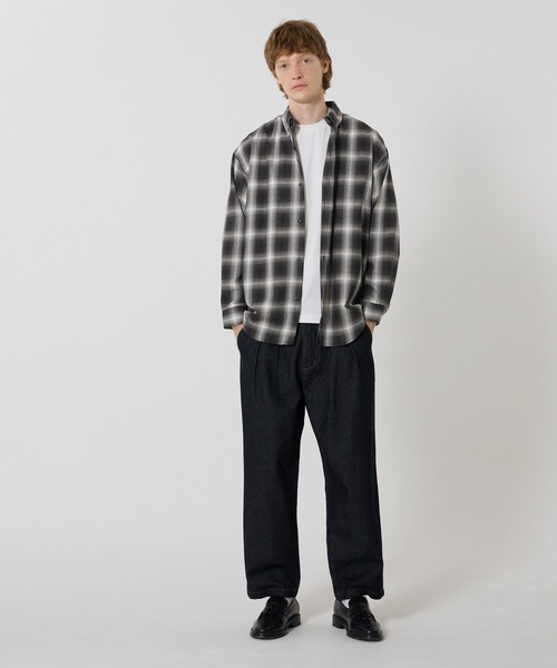 coca（コカ） シャツ ポリエステルチェック長袖シャツ メンズ