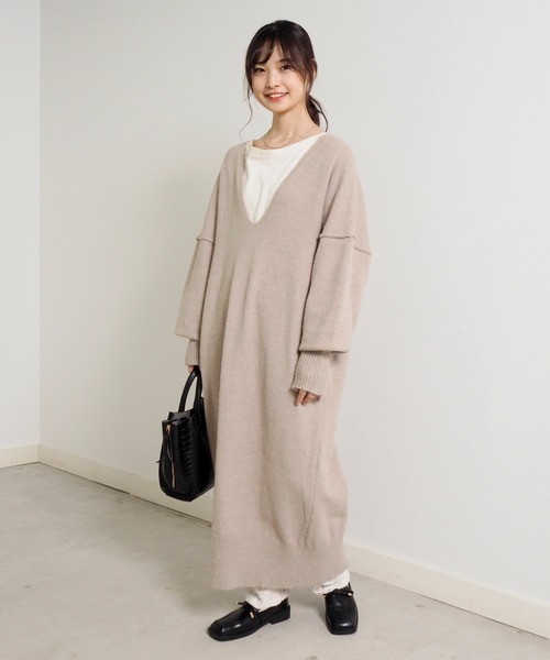 「Crisp」 ニットワンピース FREE ベージュ レディース_画像9