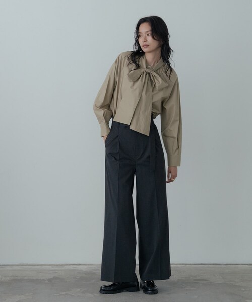 INDIVI GALLEST ブラウス シャツ タイプライター2Wayボウタイブラウス