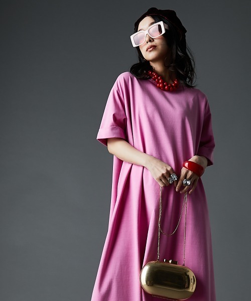 「GEVS.」 「SMILELAND」半袖ワンピース L ピンク レディース_画像9