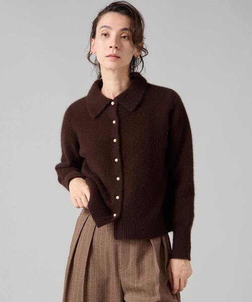 Liesse（リエス） カーディガン フォックスウール襟付きクロップド