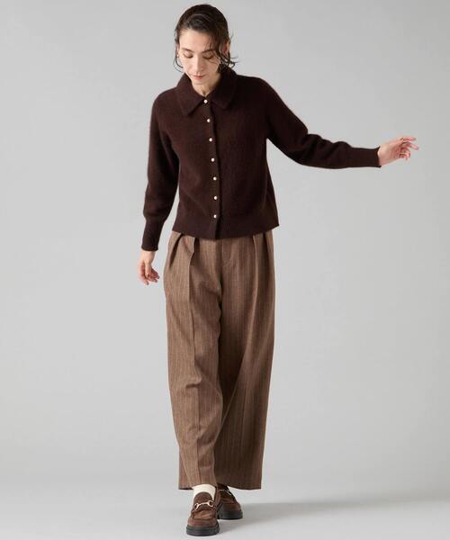 Liesse（リエス） カーディガン フォックスウール襟付きクロップド