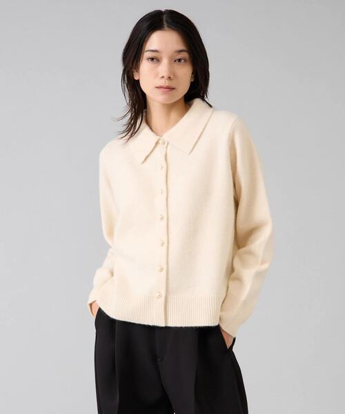 Liesse（リエス） カーディガン フォックスウール襟付きクロップド