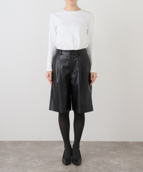 IENA（イエナ） パンツ フェイクレザーハーフパンツ レディース