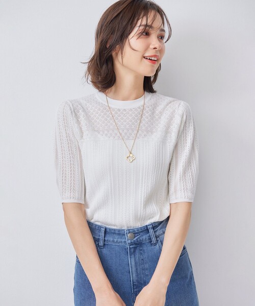 「組曲」 半袖ニット 2 ブルー レディース_画像2