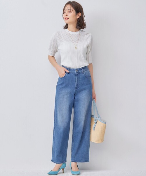 「組曲」 半袖ニット 2 ブルー レディース_画像3