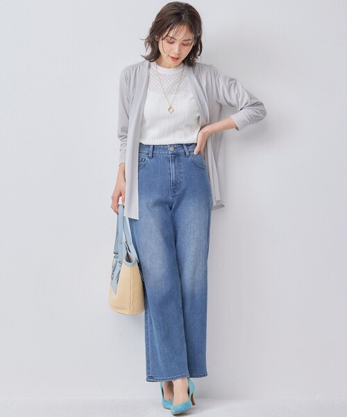 「組曲」 半袖ニット 2 ブルー レディース_画像5