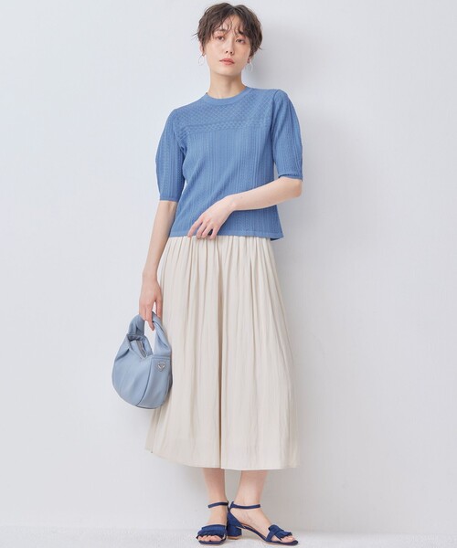 「組曲」 半袖ニット 2 ブルー レディース_画像8