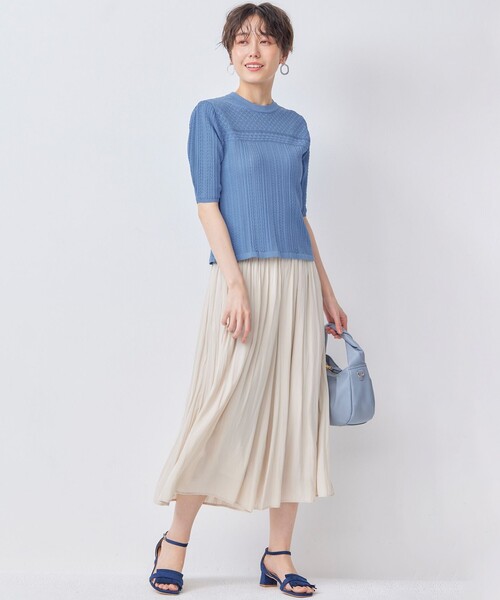 「組曲」 半袖ニット 2 ブルー レディース_画像9