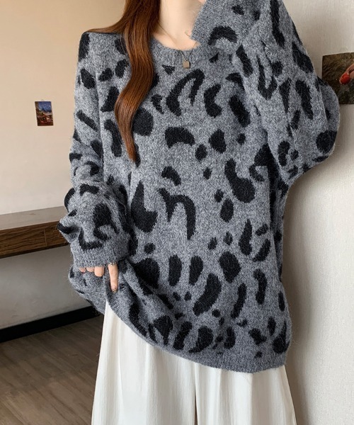 新品 定価37,400 パーリーゲイツ シャギーサーマルレオパードニットセーター 1 パーリーゲイツ シャギーサーマル レオパード ニット セーター 011