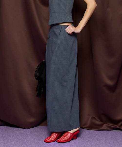 デニムスカート Sewing Tack Maxi Skirt/スーチングタックマキシスカートの画像