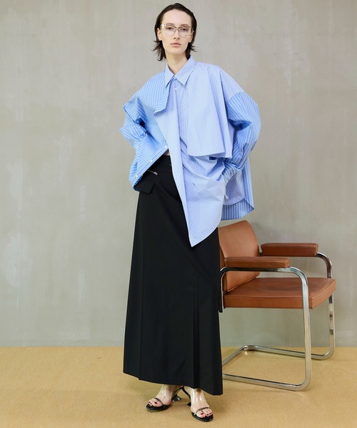 デニムスカート Sewing Tack Maxi Skirt/スーチングタックマキシスカートの画像